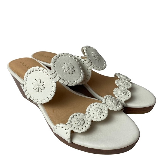 Jack Rogers women’s wedge heels white leather size 10 M - Picture 9 of 11